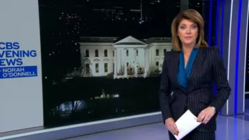 Alexander mcqueen à Rayures en Laine Pantalon porté par Norah O'Donnell sur CBS, Ce Matin, le 18 décembre 2019