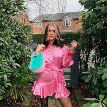Dress pink satin worn by olivia's account on the Instagram of @asos_olive