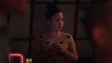 Tan heart printed sweater worn by Mariana Adams Foster (Cierra Ramirez) in Good Trouble Season 2 Episode 10