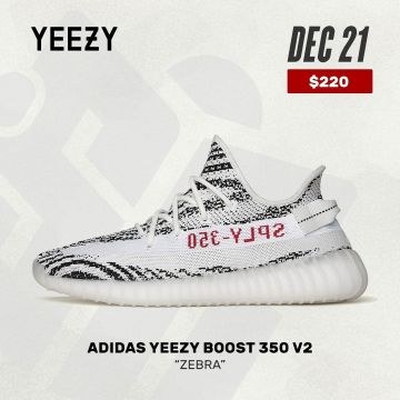Adidas Yeezy Boost 350 V2 Zebra en la cuenta de Instagram de @sneakernews