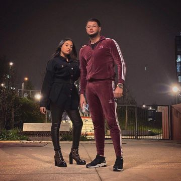 The tracksuit pants Adidas velour worn by mister official account Instagram of @mister_officiel