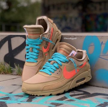 Air max 90 x off-white " mineral del desierto " usado por airmaxkicks en la cuenta de Instagram de @airmaxkicks 