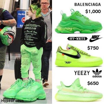 Balenciaga Triple S Neon Green Clear Sole on the account Instagram of @damnhypes