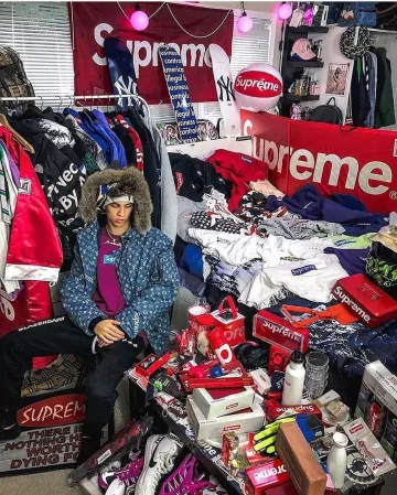 Supreme Illegal Business Skateboard Deck Blue on the account Instagram of @damnhypes