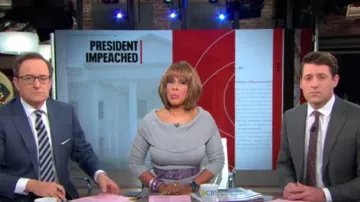 Karen millen Galaxy Velours Bardot Robe portée par Gayle King sur CBS, Ce Matin, le 19 décembre 2019