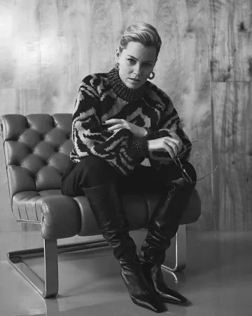 Ganni Jacquard wool and alpaca-blend sweater worn by Elizabeth Banks on her Instagram account @elizabethbanks