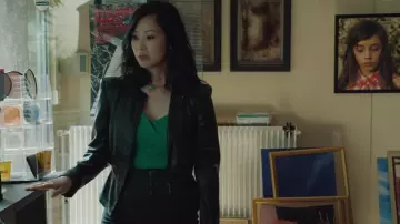 Leather biker jacket black Brigitte (Linh Dan Pham) in Mytho (S01E02)