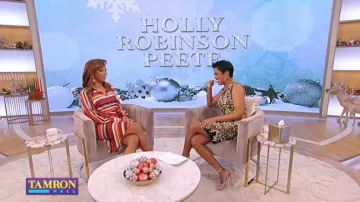 Giambattista valli Sleeve­less Mul­ti-Print Dress worn by Tamron Hall on Tamron Hall Show December 20, 2019