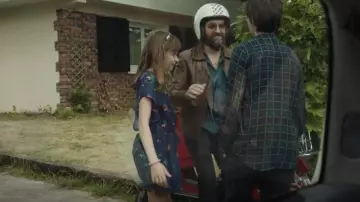 Biker jacket brown leather Patrick (Mathieu Demy) in Mytho (S01E04)