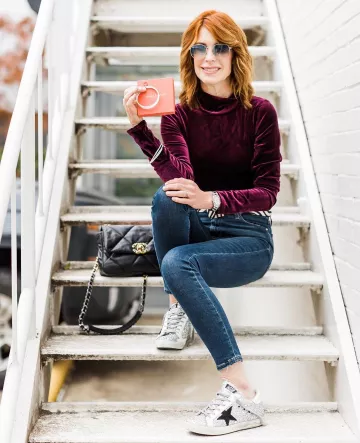 Skinny Cheville Jeans de Cathy Williamson sur l'Instagram account @themiddlepageblog