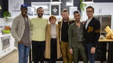 Olive blazer jacket of Himself - Fashion (Tan France) in Queer Eye (S04E01)