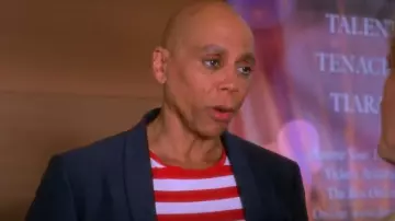 Tragic mountain Long Sleeve Red White Striped Shirt of Ruby Red (RuPaul) in AJ and the Queen  Official Trailer 2020
