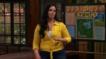 Yellow Plaid Tie Front Shirt worn by Lou Hockhauser (Miranda May) in BUNK'D Season 4 Episode 8