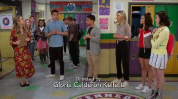 Mulitcolored striped denim mini skirt worn by Hannah (Merit Leighton) in Alexa & Katie Season 3 Episode 2