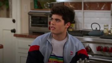 Blue chevron striped color block track jacket worn by Lucas Mendoza (Emery Kelly) in Alexa & Katie Season 3 Episode 3