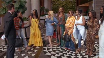 Blue Stripe Logo Pencil Skirt worn by Yovanna Momplaisir in The Real Housewives of Atlanta Season 12 Episode 9