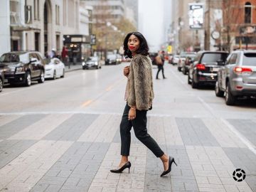 Faux Fur Coat of Stephanie Taylor Jackson on the Instagram account @stephtaylorjackson