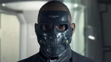 The mask Die-Hardman of Tommie Earl Jenkins in the Death Stranding - Launch Trailer | PS4