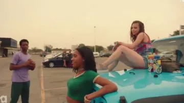 Green V-Neck Tee worn by Addy Hanlon (Herizen Guardiola) in Dare Me Season 1 Episode 1