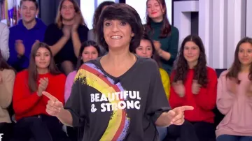 Le tee shirt ample et fluide "Beautiful & Strong" contre les violences faîtes aux femmes de Florence Foresti dans Clique