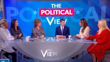 Michael kors collection Black Pol­ka Dot Mi­di Dress worn by Abby Huntsman on The View January 6, 2019