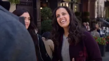 Burgundy Floral Print Cardigan worn by Grace Stone (Athena Karkanis) in Manifest Season 2 Episode 1