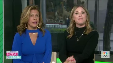 Adrianna papell Blue Crepe Ruf­fle Dress worn by Hoda Kotb on Today January 6, 2020