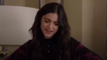 Burgundy Mohair Blend Zebra Print Cardigan worn by Olive Stone (Luna Blaise) in Manifest Season 2 Episode 1