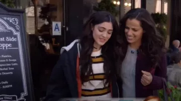 White and Yellow Distressed Sweater worn by Olive Stone (Luna Blaise) in Manifest Season 2 Episode 1