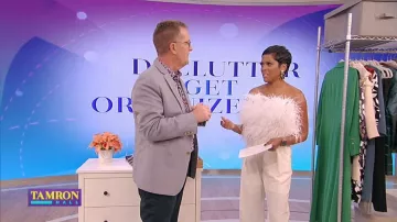 Michael Lo Sordo White Pleat­ed Wide-Leg Pants worn by Tamron Hall on The Tamron Hall Show January 6, 2020