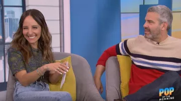 Ganni Green Metallic Tshirt worn by Lilliana Vazquez on E! News January 7, 2020