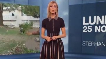 Las mangas del vestido corolla 3/4 de Stéphanie Duval en Météo de M6 del 25/11/2019