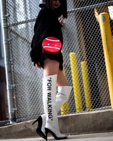White Knee Boots of Nina Hu on the Instagram account @citizensrunway