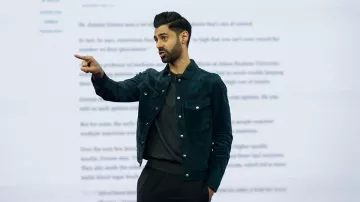 Suede jacket of Himself - Host (Hasan Minhaj) in Patriot Act with Hasan Minhaj (S02E05)