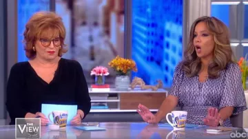 Maje Metal­lic print­ed geor­gette maxi dress worn by Sunny Hostin on The View January 9, 2020