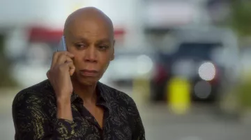 "Christian Dior Atelier" black silk printed button shirt worn by Robert Lee (RuPaul) as seen in AJ and the Queen (S01E07)