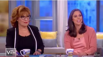 Alice + Olivia Pink Satin Top worn by Abby Huntsman on The View January 10, 2020
