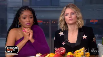 Cinq à Sept Black Star Jacket usada por Sara Haines en Good Morning America 10 de enero de 2020