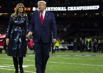 Scanlan Theodore Leather Trench Coat worn by Melania Trump Departing Washington January 13, 2020
