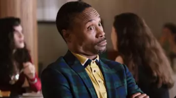 Le bleu et le vert à carreaux veste de costume porté par Barrett (Billy Porter) Comme un Boss