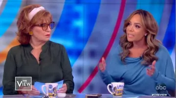 Tom ford Blue Drape Sweater worn by Sunny Hostin on The View January 13, 2020