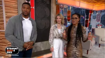 Nicholas White Print Silk Blouse worn by Sara Haines in Good Morning America January 13, 2020