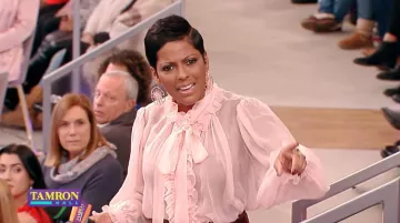 Dolce & Gabbana Pink Ruf­fle Blouse worn by Tamron Hall on Tamron Hall January 13, 2020