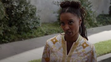 Bombardero de impresión de cadena de oro blanco usado por Veronica Fisher (Shanola Hampton) en Shameless Temporada 10 Episodio 10