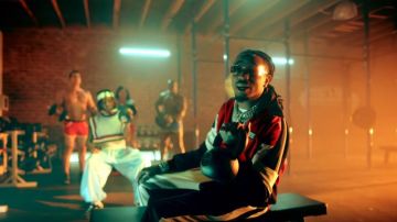 Burberry Black and White monochrome track pants of Quavo in the music video Rich The Kid - That's Tuff ft. Quavo