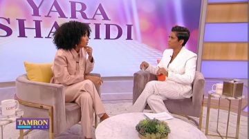 Nanushka Pink Leather Shirt worn by Yara Shahidi on Tamron Hall January 14, 2020