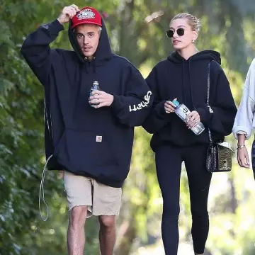 Carhartt Logo Hooded Sweatshirt worn by Justin Bieber Los Angeles January 12, 2020