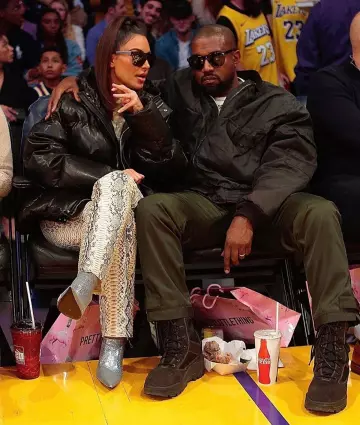 Yeezy Combat Boots in Black worn by  Kanye West Lakers Game January 13, 2020