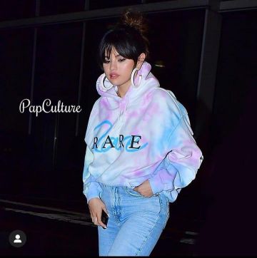 Selena Gomez Rare Tie Dye Hoodie worn by Selena Gomez Bang Bang Tattoo January 15, 2020