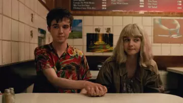 Red hawaiian shirt worn by James (Alex Lawther) as seen in The End Of The Fucking World S01E05